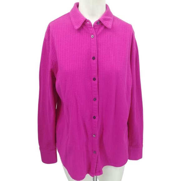 Boden Pink Button Front Seersucker Long Sleeve Blouse Size 4 Stretch Cotton - Picture 7 of 12